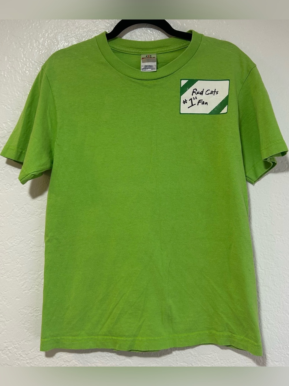 Lime Green Crewneck Tee with Rad Cats Logo